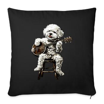Bichon Frise Dog Bluegrass Banjo Player - Sofa pillowcase 17,3'' x 17,3'' (45 x 45 cm) - black - Front