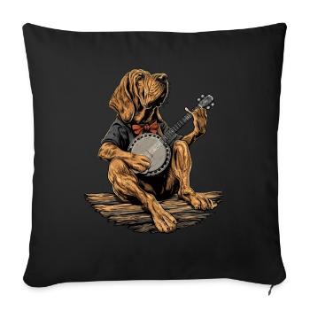 Bloodhound Dog Bluegrass Banjo Player - Sofa pillowcase 17,3'' x 17,3'' (45 x 45 cm) - black - Front