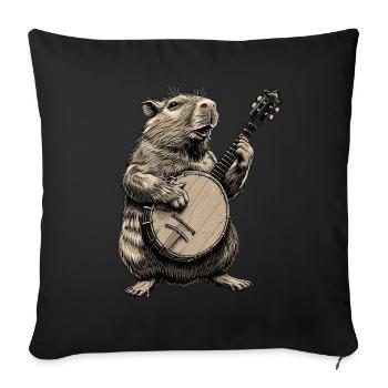 Capybara Capibara Bluegrass Banjo Player - Sofa pillowcase 17,3'' x 17,3'' (45 x 45 cm) - black - Front