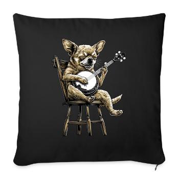Chihuahua Dog Bluegrass Banjo Player - Sofa pillowcase 17,3'' x 17,3'' (45 x 45 cm) - black - Front