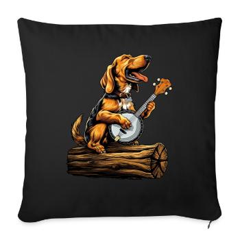 Coonhound Dog Bluegrass Banjo Player - Sofa pillowcase 17,3'' x 17,3'' (45 x 45 cm) - black - Front