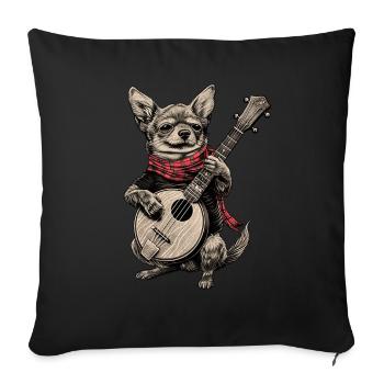 Chihuahua chien Bluegrass Joueur de banjo - Housse de coussin décorative 45 x 45 cm - noir - Devant