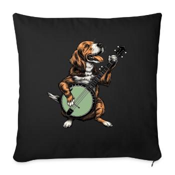 Coonhound Dog Bluegrass Banjo Player - Sofa pillowcase 17,3'' x 17,3'' (45 x 45 cm) - black - Front