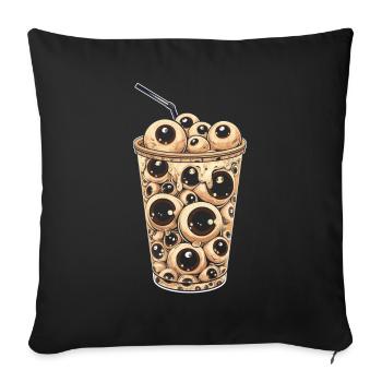 Weirdcore Aesthetic Eyeball Boba Tea Milktea Bubbl - Sofa pillowcase 17,3'' x 17,3'' (45 x 45 cm) - black - Front