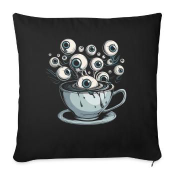 Weirdcore Ästhetische Kaffeetasse Menschlicher Aug - Sofakissenbezug 45 x 45 cm - Schwarz - Vorne