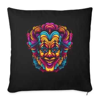 Clowncore, Aesthetic, Colorful, Circus, Clown, Creepy - Sofa pillowcase 17,3'' x 17,3'' (45 x 45 cm) - black - Front