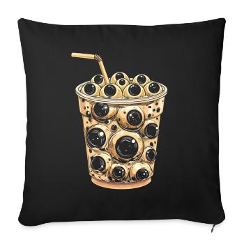 Weirdcore Aesthetic Eyeball Boba Tea Milktea Bubbl - Sofa pillowcase 17,3'' x 17,3'' (45 x 45 cm) - black - Front