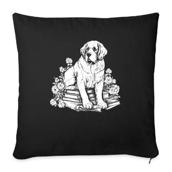 Lecteur de livre de fleurs de Saint-Bernard Cottage floral - Housse de coussin décorative 45 x 45 cm - noir - Devant