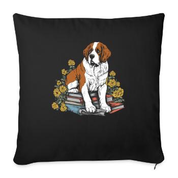 Lecteur de livre de fleurs de Saint-Bernard Cottage floral - Housse de coussin décorative 45 x 45 cm - noir - Devant