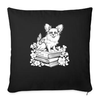 Papillon Flower Book Reader Floralcottagecore - Sofa pillowcase 17,3'' x 17,3'' (45 x 45 cm) - black - Front