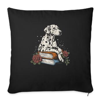 Dalmatian Flower Book Reader Floral Cottagecore - Sofa pillowcase 17,3'' x 17,3'' (45 x 45 cm) - black - Front
