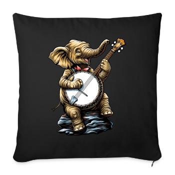 Elefantentier Bluegrass Banjo-Spieler - Sofakissenbezug 45 x 45 cm - Schwarz - Vorne