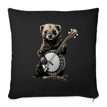 Ferret Pet Bluegrass Banjo Player - Sofa pillowcase 17,3'' x 17,3'' (45 x 45 cm) - black - Front