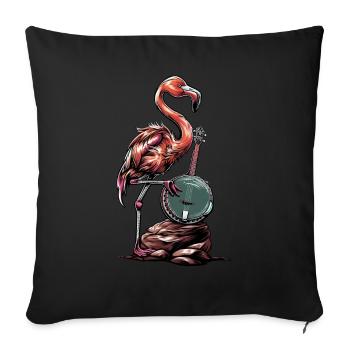 Flamingo Animal Bluegrass Banjo Player - Sofa pillowcase 17,3'' x 17,3'' (45 x 45 cm) - black - Front