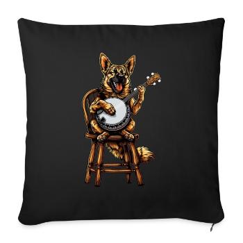 German Shepherd Bluegrass Banjo Player - Sofa pillowcase 17,3'' x 17,3'' (45 x 45 cm) - black - Front