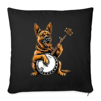 German Shepherd Bluegrass Banjo Player - Sofa pillowcase 17,3'' x 17,3'' (45 x 45 cm) - black - Front