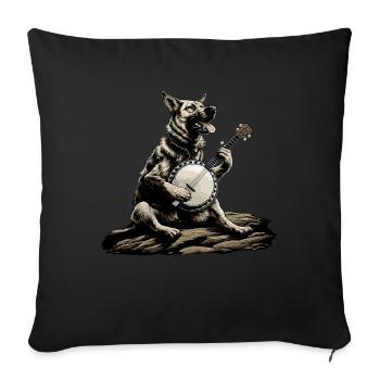 German Shepherd Bluegrass Banjo Player - Sofa pillowcase 17,3'' x 17,3'' (45 x 45 cm) - black - Front