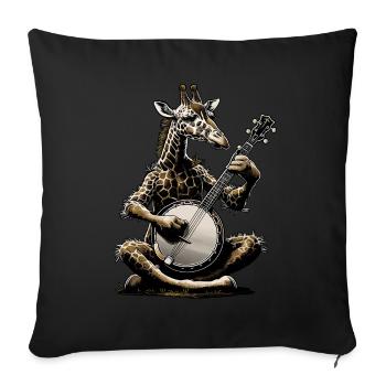 Giraffe Animal Bluegrass Banjo Player - Sofa pillowcase 17,3'' x 17,3'' (45 x 45 cm) - black - Front