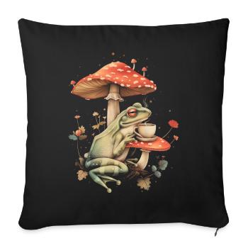 Cottagecore Aesthetic Frog Coffee Mushroom Witchy F - Sofa pillowcase 17,3'' x 17,3'' (45 x 45 cm) - black - Front