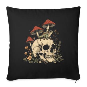 Cottagecore Aesthetic Frog Skull Mushroom Wit - Sofa pillowcase 17,3'' x 17,3'' (45 x 45 cm) - black - Front