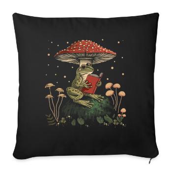 Cottagecore Aesthetic Frog Reading Book Mushroom Witch - Sofa pillowcase 17,3'' x 17,3'' (45 x 45 cm) - black - Front