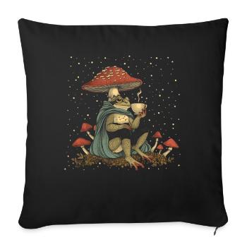 Cottagecore Aesthetic Frog Coffee Mushroom Witch G - Sofa pillowcase 17,3'' x 17,3'' (45 x 45 cm) - black - Front