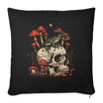 Cottagecore Aesthetic Frog Skull Mushroom Vintage - Sofa pillowcase 17,3'' x 17,3'' (45 x 45 cm) - black - Front