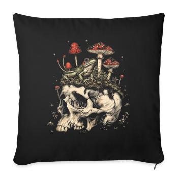 Cottagecore Aesthetic Frog Skull Mushroom Vintage - Sofa pillowcase 17,3'' x 17,3'' (45 x 45 cm) - black - Front
