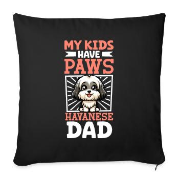 Papa bichon havanais - Housse de coussin décorative 45 x 45 cm - noir - Devant