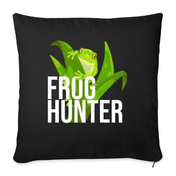 Chasseur de grenouilles, Grenouille, Grenouille arboricole, Amphibien - Housse de coussin décorative 45 x 45 cm - noir - Devant