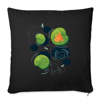 Grenouille, nénuphar, Grenouille arboricole, Amphibien - Housse de coussin décorative 45 x 45 cm - noir - Devant
