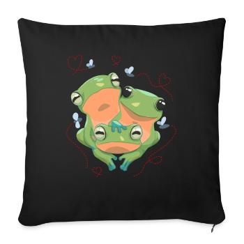 Grenouille Coeur Grenouille Arboricole Amphibien - Housse de coussin décorative 45 x 45 cm - noir - Devant
