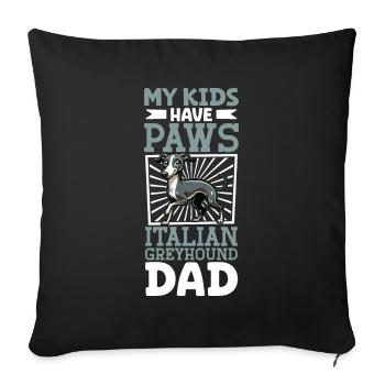Papa lévrier italien - Housse de coussin décorative 45 x 45 cm - noir - Devant