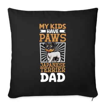 Terrier japonais papa - Housse de coussin décorative 45 x 45 cm - noir - Devant