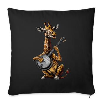 Giraffe Animal Bluegrass Banjo Player - Sofa pillowcase 17,3'' x 17,3'' (45 x 45 cm) - black - Front