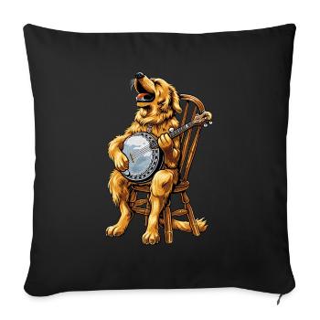 Golden Retriever Chien Joueur de Banjo Bluegrass - Housse de coussin décorative 45 x 45 cm - noir - Devant