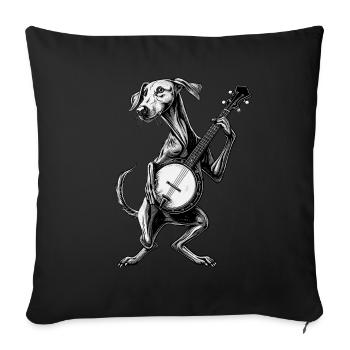 Greyhound Dog Bluegrass Banjo Player - Sofa pillowcase 17,3'' x 17,3'' (45 x 45 cm) - black - Front