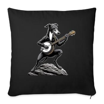 Greyhound Dog Bluegrass Banjo Player - Sofa pillowcase 17,3'' x 17,3'' (45 x 45 cm) - black - Front