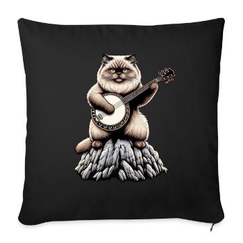 Himalayakatze Bluegrass-Banjo-Spieler - Sofakissenbezug 45 x 45 cm - Schwarz - Vorne