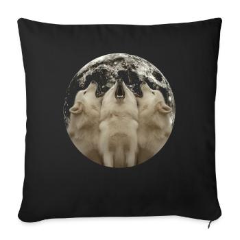 Akita Dog Howling Moon - Sofa pillowcase 17,3'' x 17,3'' (45 x 45 cm) - black - Front