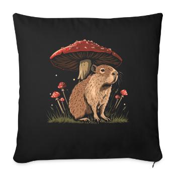 Cottagecore Aesthetic Capybara Mushroom Vintage Gobli - Sofa pillowcase 17,3'' x 17,3'' (45 x 45 cm) - black - Front