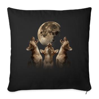 Abyssinian Cat Howling Moon - Sofa pillowcase 17,3'' x 17,3'' (45 x 45 cm) - black - Front