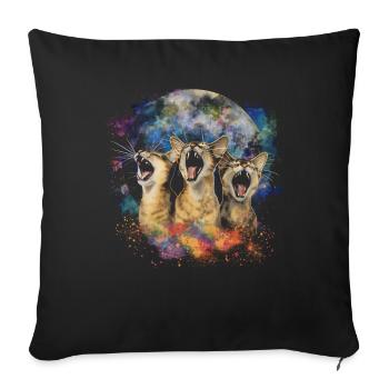 Abyssinian Cat Howling Moon - Sofa pillowcase 17,3'' x 17,3'' (45 x 45 cm) - black - Front