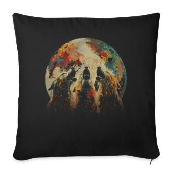 Akita Hund Heulender Mond - Sofakissenbezug 45 x 45 cm - Schwarz - Vorne