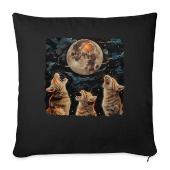 Chat américain à poil court Lune hurlante - Housse de coussin décorative 45 x 45 cm - noir - Devant