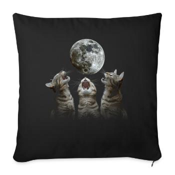 Chat américain à poil court Lune hurlante - Housse de coussin décorative 45 x 45 cm - noir - Devant