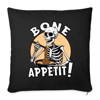 Bone Appetit Funny Skeleton Halloween Eating Ramen - Sofa pillowcase 17,3'' x 17,3'' (45 x 45 cm) - black - Front