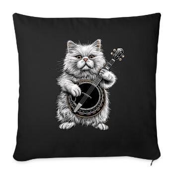 Himalayakatze Bluegrass-Banjo-Spieler - Sofakissenbezug 45 x 45 cm - Schwarz - Vorne