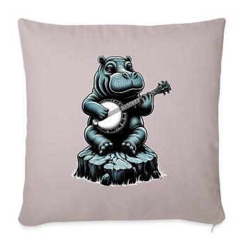 Hippo Hippopotamus Bluegrass Banjo Player - Sofa pillowcase 17,3'' x 17,3'' (45 x 45 cm) - light taupe - Front
