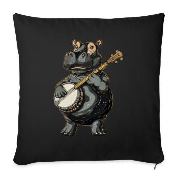 Hippo Hippopotamus Bluegrass Banjo Player - Sofa pillowcase 17,3'' x 17,3'' (45 x 45 cm) - black - Front